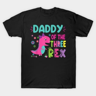 Daddy Of The Three Rex Birthday Dinosaur Family Matching T-Shirt